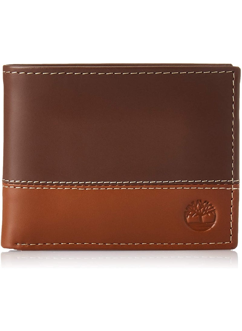 Timber Acoustics Timberland Men's Blends Two-Tone Leather Passcase Bifold Wallet - Image 1